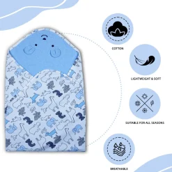 Baby Moo 3D Ear Puppy Soft Reversible Wrapper - Blue