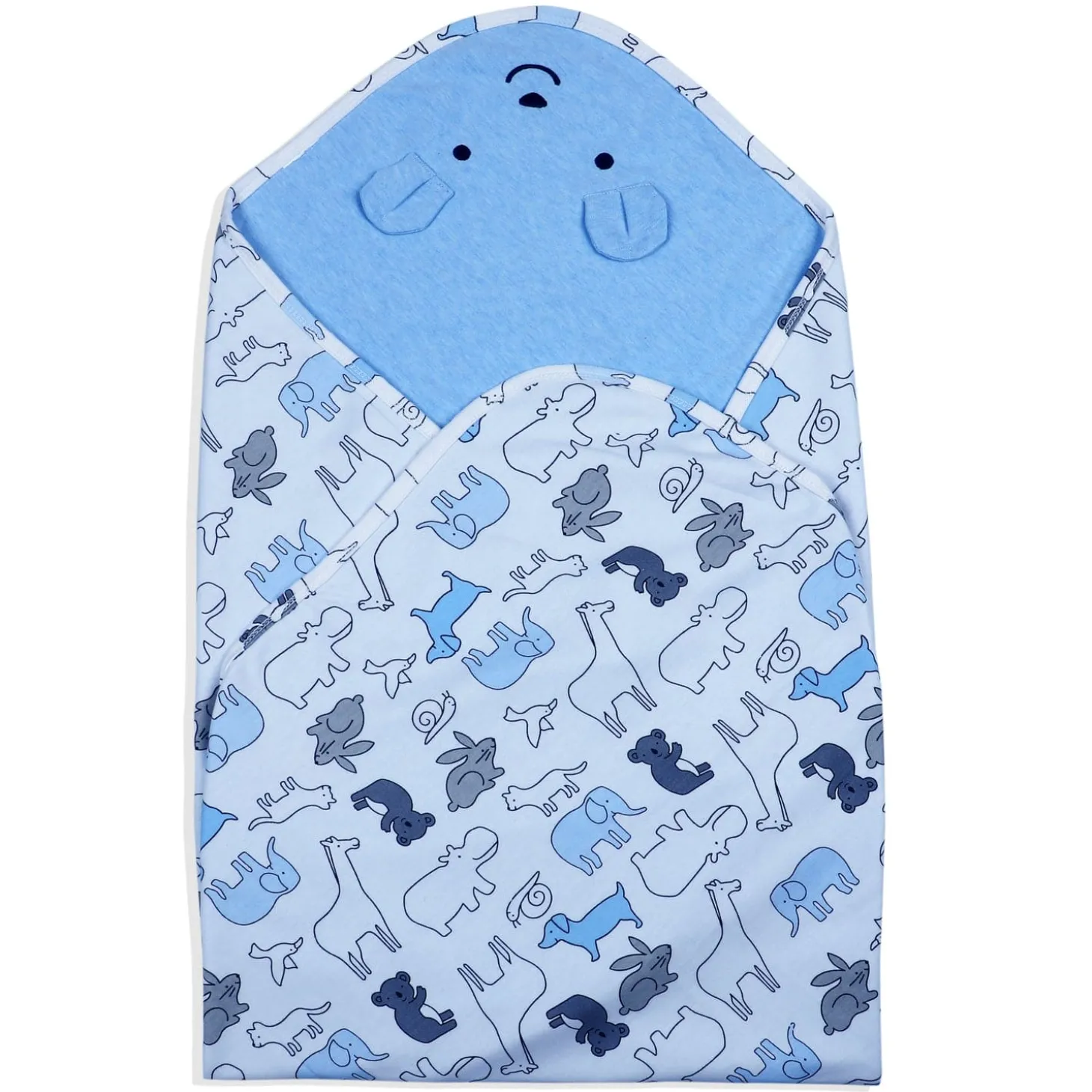 Baby Moo 3D Ear Puppy Soft Reversible Wrapper - Blue