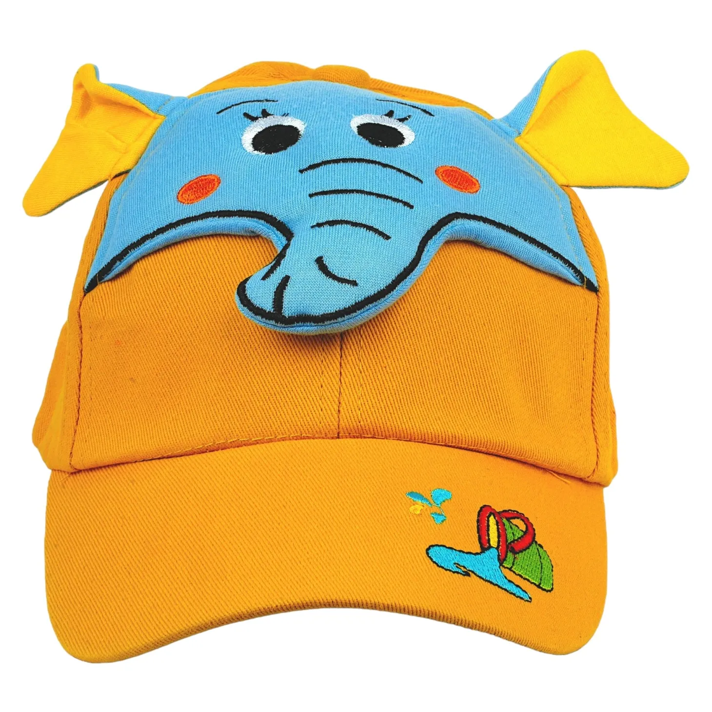 Baby Moo 3D Elephant Cartoon Character Cap - Yellow, Blue
