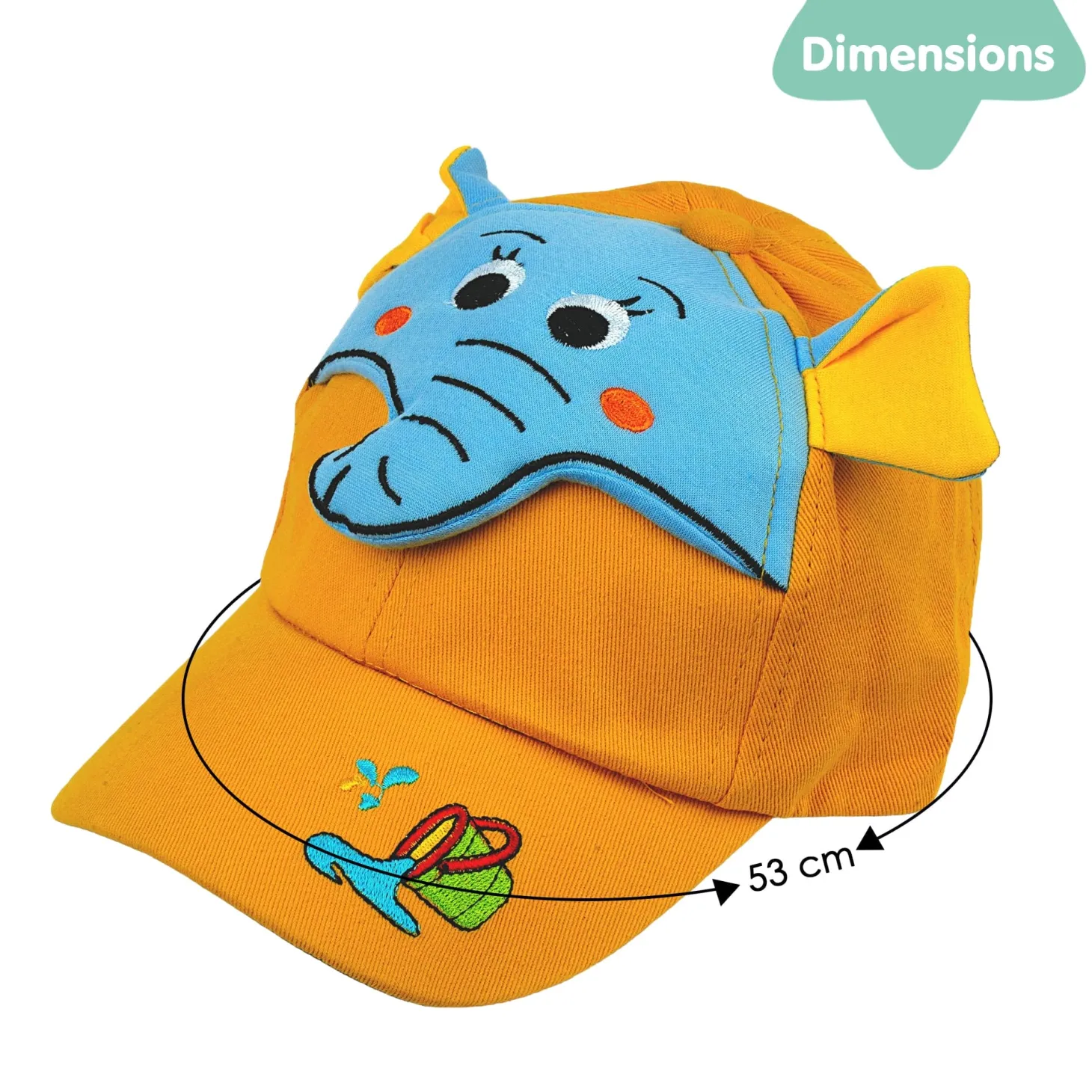 Baby Moo 3D Elephant Cartoon Character Cap - Yellow, Blue