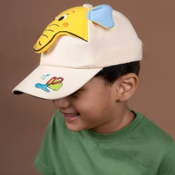 Baby Moo 3D Elephant Cartoon Character Cap - Beige, Yellow