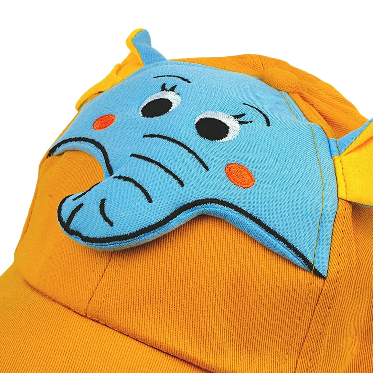 Baby Moo 3D Elephant Cartoon Character Cap - Yellow, Blue
