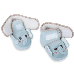 Baby Moo 3D Elephant Cozy Soft Velcro Furry Booties - Sky Blue