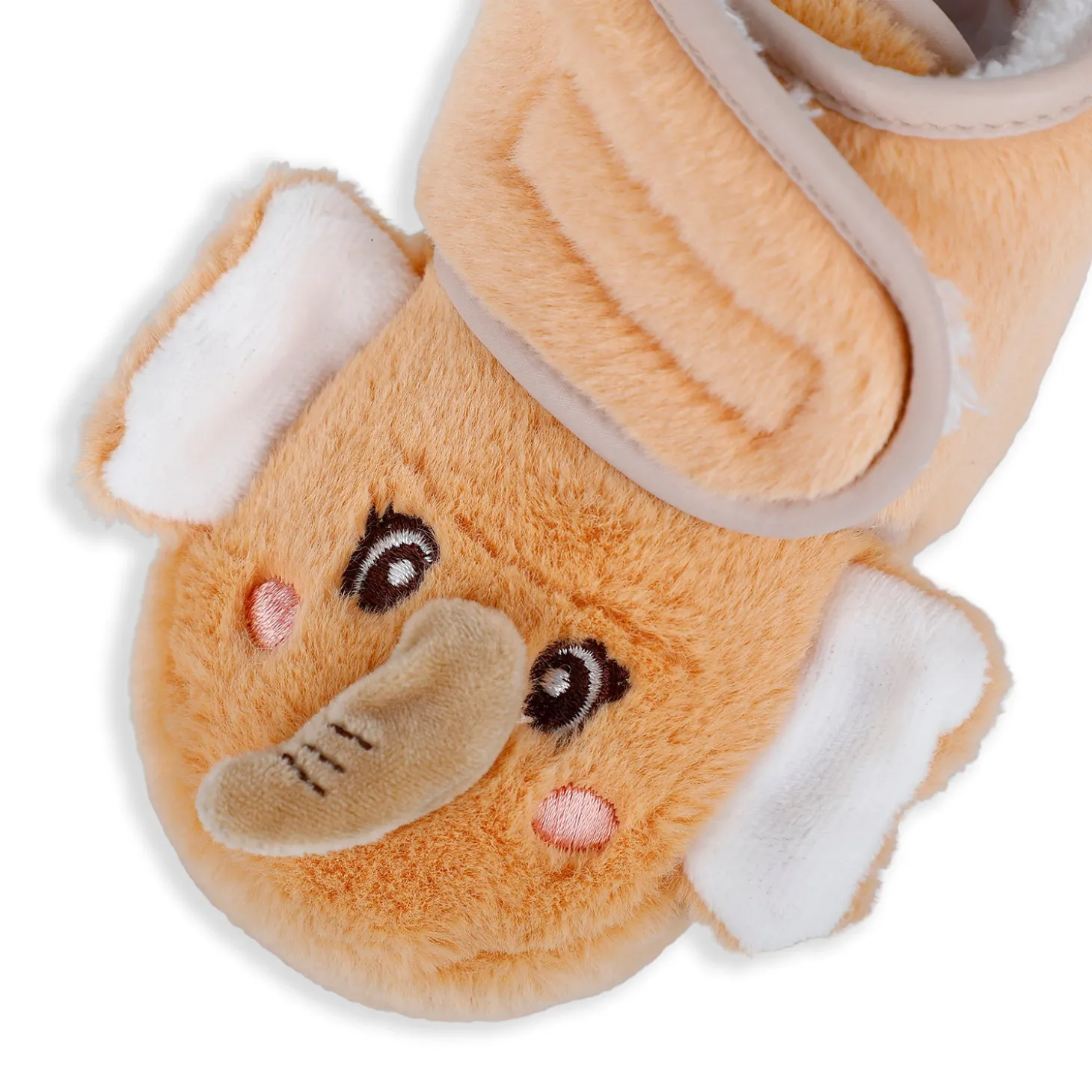 Baby Moo 3D Elephant Cozy Soft Velcro Furry Booties - Orange