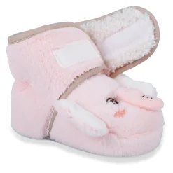 Baby Moo 3D Elephant Cozy Soft Velcro Furry Booties - Pink