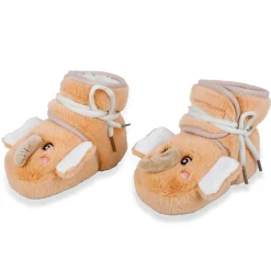 Baby Moo 3D Elephant Cozy Soft Velcro Furry Booties - Orange