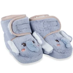 Baby Moo 3D Elephant Cozy Soft Velcro Furry Booties - Blue