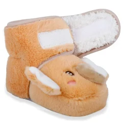 Baby Moo 3D Elephant Cozy Soft Velcro Furry Booties - Orange