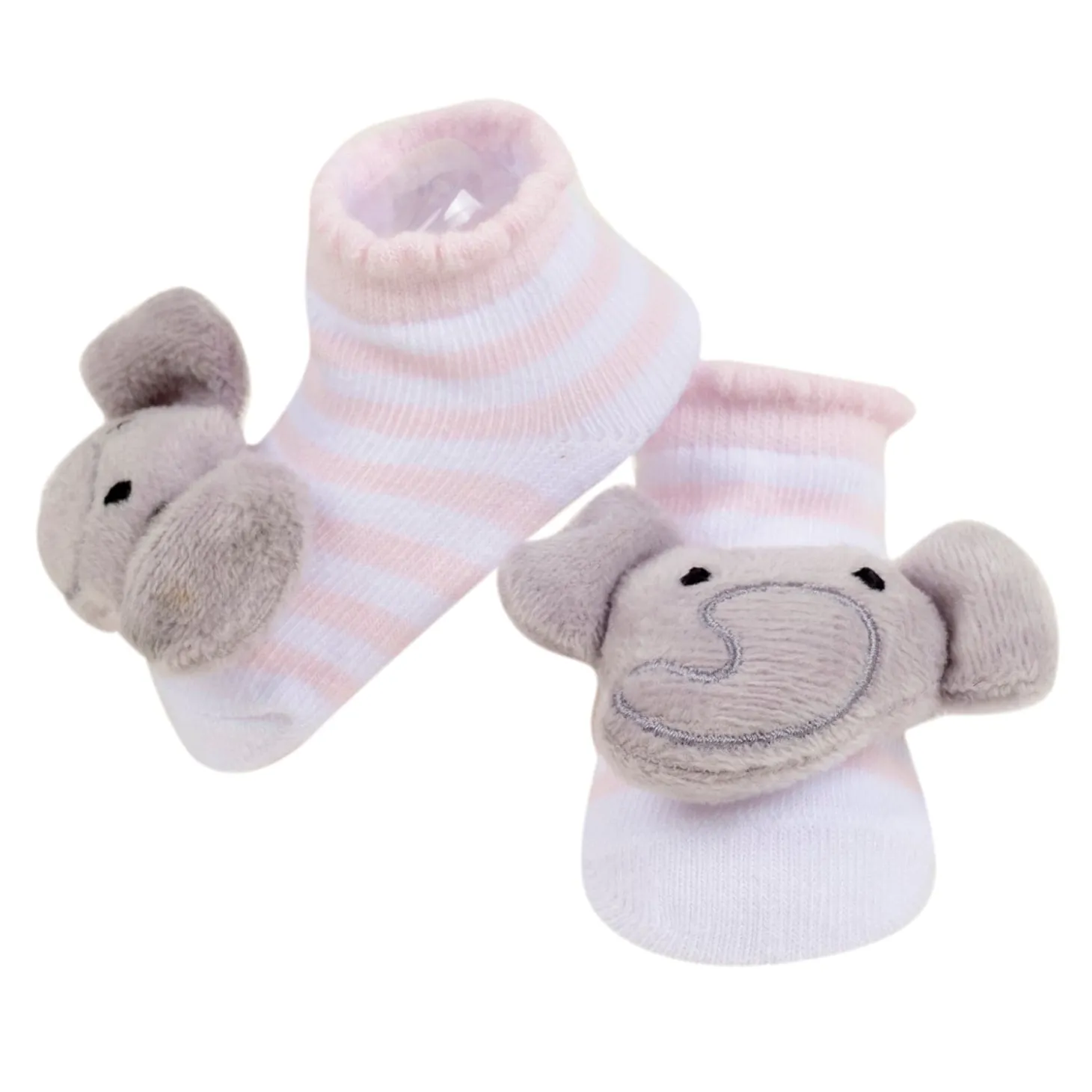 Baby Moo 3D Elephant Monkey Cotton Ankle Length Fancy Infant Gift Set of 2 Socks Booties - Turquoise, Pink