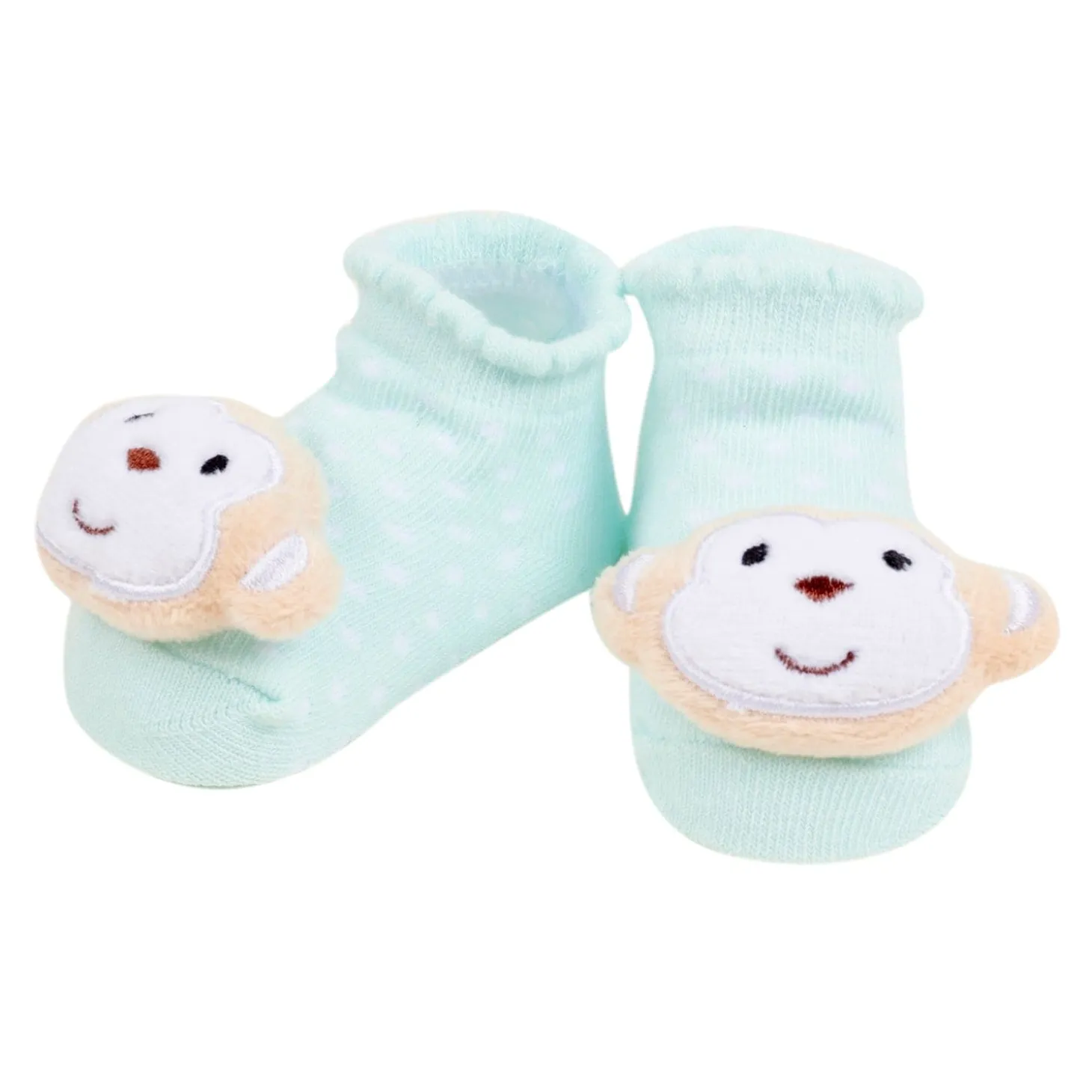 Baby Moo 3D Elephant Monkey Cotton Ankle Length Fancy Infant Gift Set of 2 Socks Booties - Turquoise, Pink