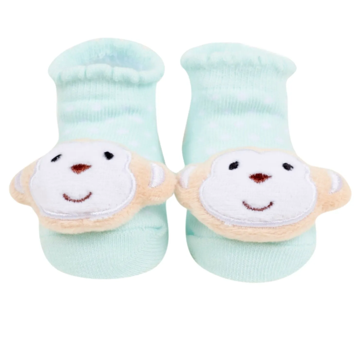 Baby Moo 3D Elephant Monkey Cotton Ankle Length Fancy Infant Gift Set of 2 Socks Booties - Turquoise, Pink
