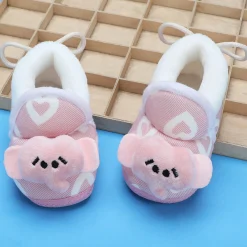 Baby Moo 3D Elephant Soft Slip-On Anti-Skid Plush Warm Booties - Pink