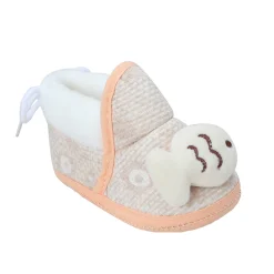 Baby Moo 3D Fish Soft Slip-On Anti-Skid Plush Warm Booties - Beige