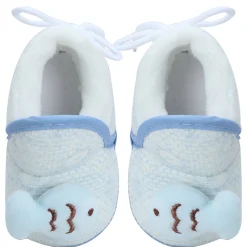 Baby Moo 3D Fish Soft Slip-On Anti-Skid Plush Warm Booties - Blue