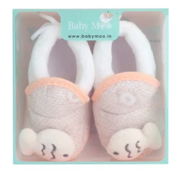 Baby Moo 3D Fish Soft Slip-On Anti-Skid Plush Warm Booties - Beige
