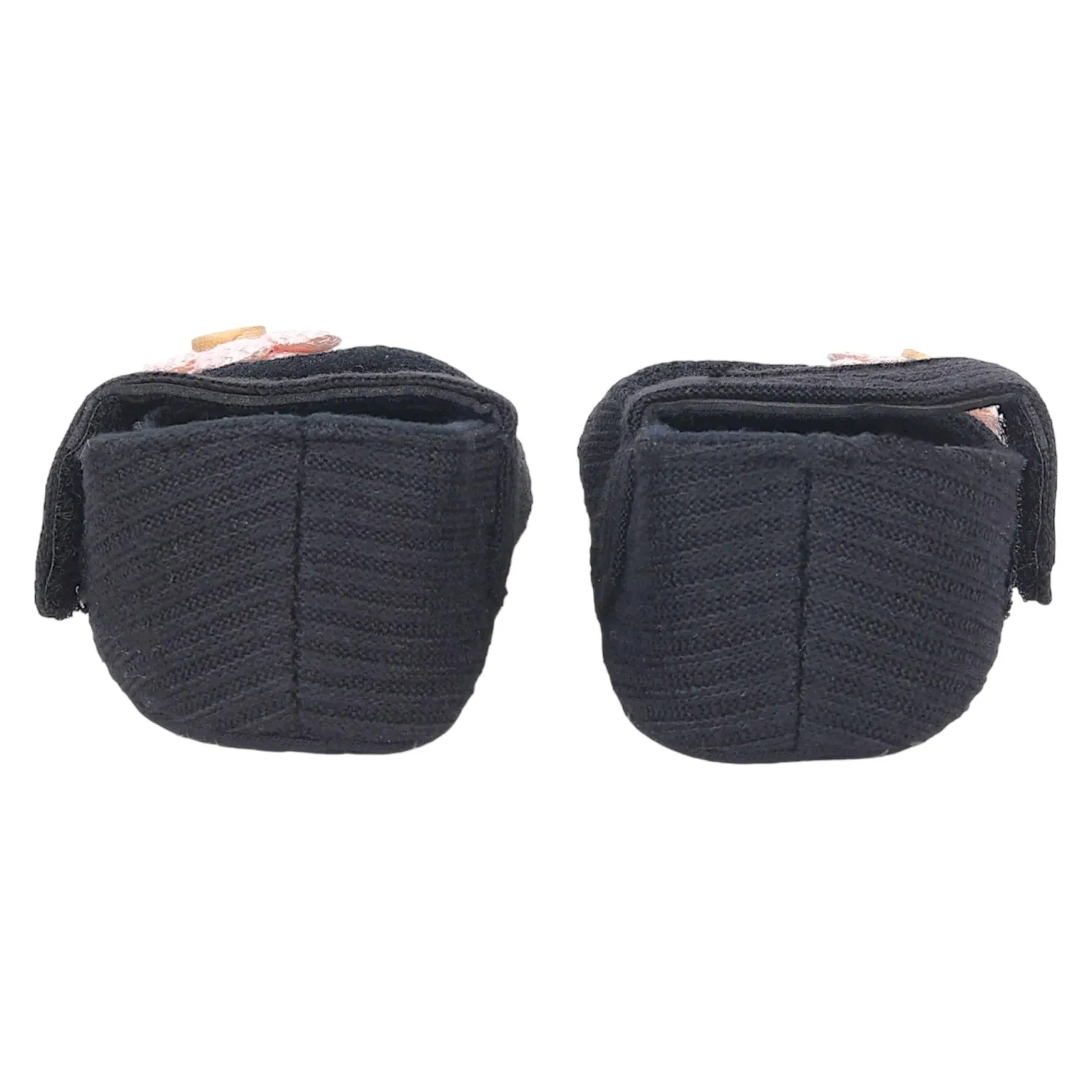 Baby Moo 3D Flower Button Velcro Strap Anti-Skid Ballerina Booties - Black