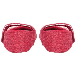 Baby Moo 3D Flower Button Velcro Strap Anti-Skid Ballerina Booties - Maroon