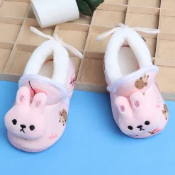 Baby Moo 3D Hunny Bunny Soft Slip-On Anti-Skid Plush Warm Booties - Peach