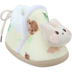 Baby Moo 3D Hunny Bunny Soft Slip-On Anti-Skid Plush Warm Booties - Yellow