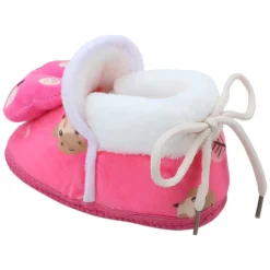 Baby Moo 3D Hunny Bunny Soft Slip-On Anti-Skid Plush Warm Booties - Pink