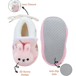 Baby Moo 3D Hunny Bunny Soft Slip-On Anti-Skid Plush Warm Booties - Peach