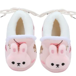 Baby Moo 3D Hunny Bunny Soft Slip-On Anti-Skid Plush Warm Booties - Peach
