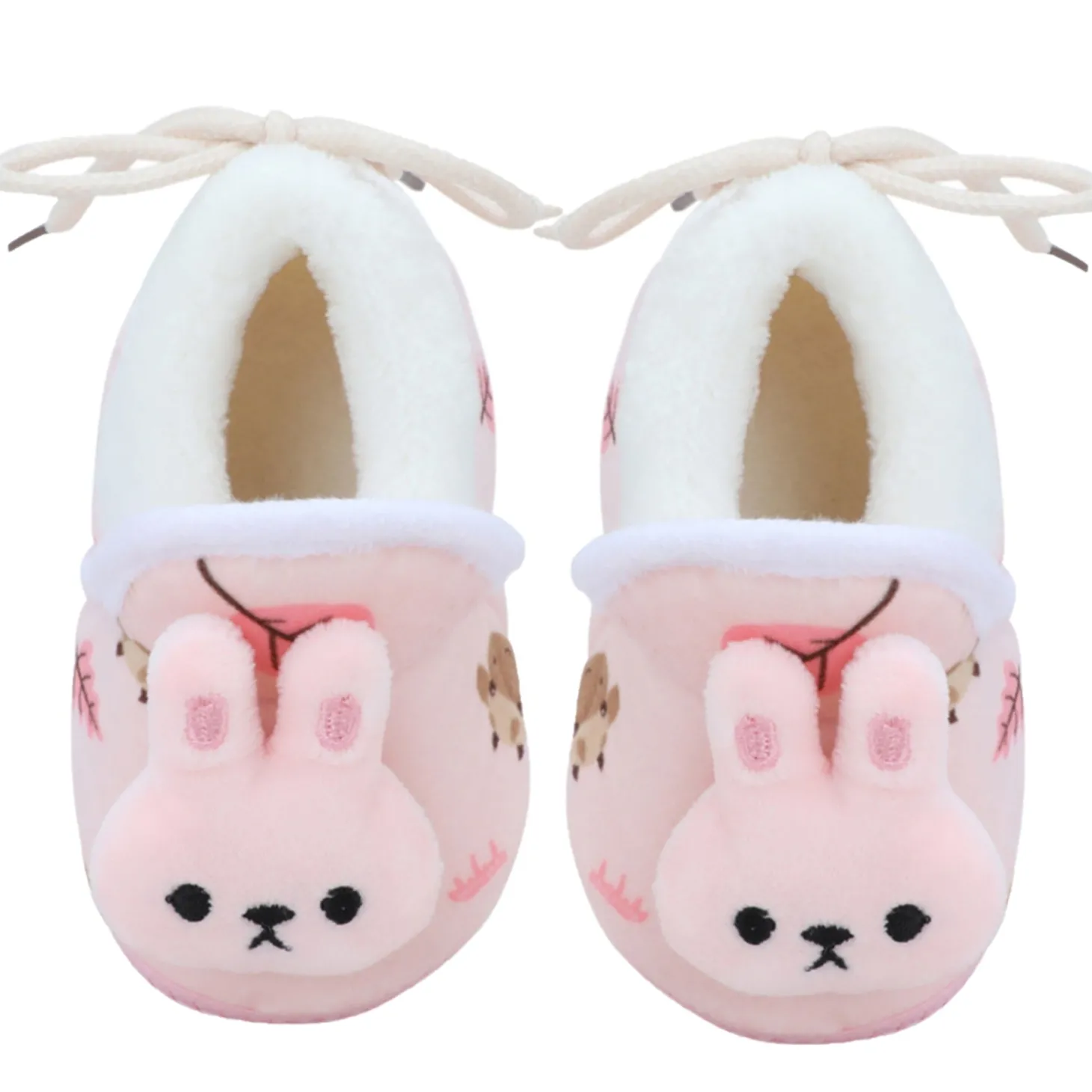 Baby Moo 3D Hunny Bunny Soft Slip-On Anti-Skid Plush Warm Booties - Peach