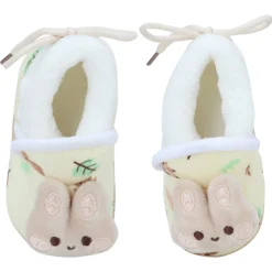 Baby Moo 3D Hunny Bunny Soft Slip-On Anti-Skid Plush Warm Booties - Yellow