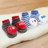 Baby Moo 3D I Love Mom Dad Cotton Ankle Length Fancy Infant Gift Set of 2 Socks Booties - Blue, Red