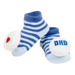 Baby Moo 3D I Love Mom Dad Cotton Ankle Length Fancy Infant Gift Set of 2 Socks Booties - Blue, Red