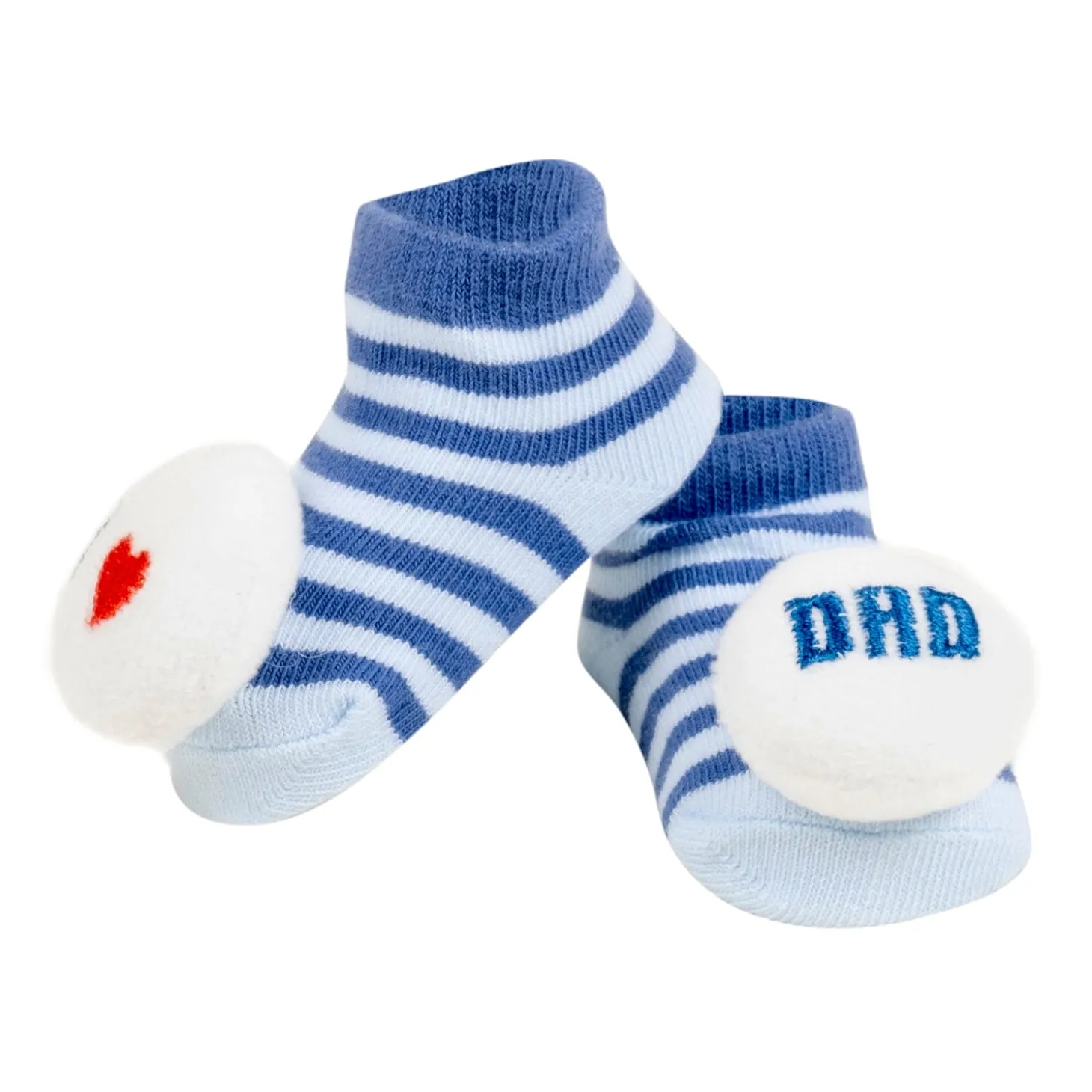 Baby Moo 3D I Love Mom Dad Cotton Ankle Length Fancy Infant Gift Set of 2 Socks Booties - Blue, Red