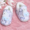 Baby Moo 3D Llama Elephant Prints Soft Slip-On Anti-Skid Plush Warm Booties - Blue