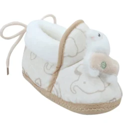 Baby Moo 3D Llama Elephant Prints Soft Slip-On Anti-Skid Plush Warm Booties - Beige