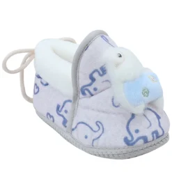 Baby Moo 3D Llama Elephant Prints Soft Slip-On Anti-Skid Plush Warm Booties - Blue