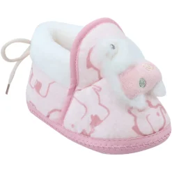 Baby Moo 3D Llama Elephant Prints Soft Slip-On Anti-Skid Plush Warm Booties - Pink