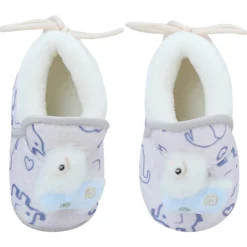 Baby Moo 3D Llama Elephant Prints Soft Slip-On Anti-Skid Plush Warm Booties - Blue