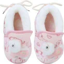 Baby Moo 3D Llama Elephant Prints Soft Slip-On Anti-Skid Plush Warm Booties - Pink