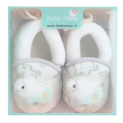 Baby Moo 3D Llama Elephant Prints Soft Slip-On Anti-Skid Plush Warm Booties - Green
