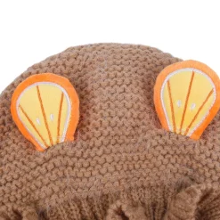 Baby Moo 3D Orange Ear With Tie Knot For Ear Cover Knitted Woolen Cap - Brown