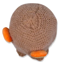 Baby Moo 3D Orange Ear With Tie Knot For Ear Cover Knitted Woolen Cap - Brown