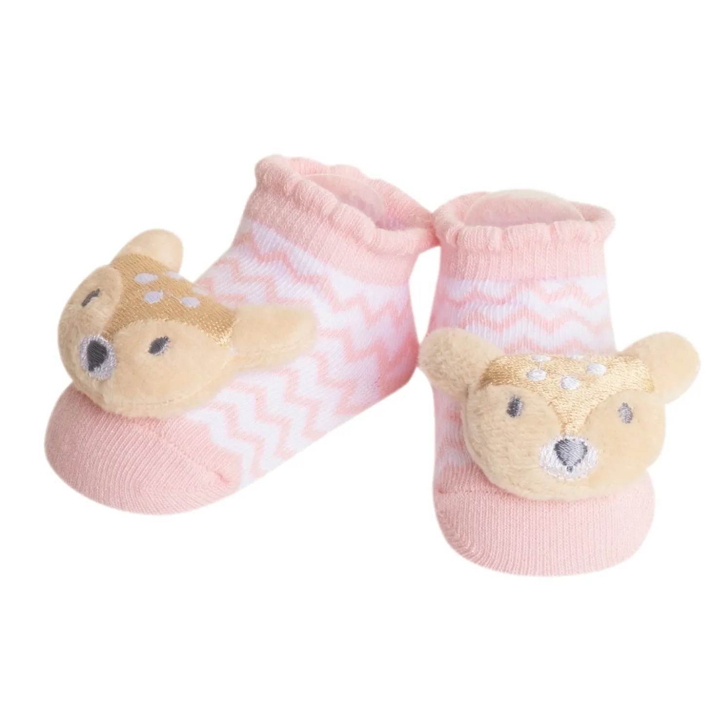 Baby Moo 3D Owl And Teddy Cotton Ankle Length Fancy Infant Gift Set of 2 Socks Booties - Grey, Pink