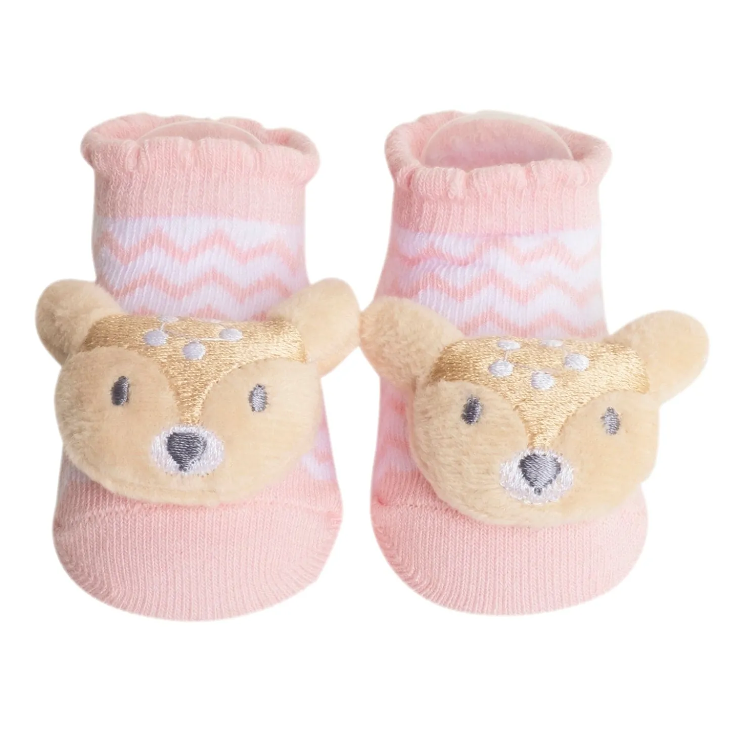 Baby Moo 3D Owl And Teddy Cotton Ankle Length Fancy Infant Gift Set of 2 Socks Booties - Grey, Pink
