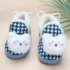 Baby Moo 3D Poodle Dog Houndstooth Soft Slip-On Anti-Skid Plush Warm Booties - Blue