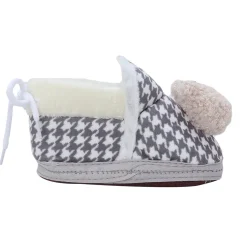 Baby Moo 3D Poodle Dog Houndstooth Soft Slip-On Anti-Skid Plush Warm Booties - Grey