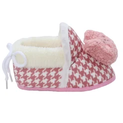 Baby Moo 3D Poodle Dog Houndstooth Soft Slip-On Anti-Skid Plush Warm Booties - Brown