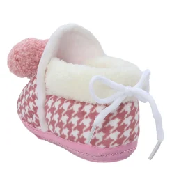 Baby Moo 3D Poodle Dog Houndstooth Soft Slip-On Anti-Skid Plush Warm Booties - Brown