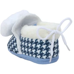 Baby Moo 3D Poodle Dog Houndstooth Soft Slip-On Anti-Skid Plush Warm Booties - Blue