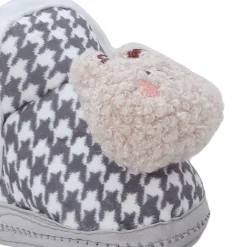 Baby Moo 3D Poodle Dog Houndstooth Soft Slip-On Anti-Skid Plush Warm Booties - Grey