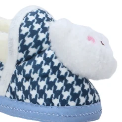 Baby Moo 3D Poodle Dog Houndstooth Soft Slip-On Anti-Skid Plush Warm Booties - Blue