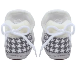 Baby Moo 3D Poodle Dog Houndstooth Soft Slip-On Anti-Skid Plush Warm Booties - Grey